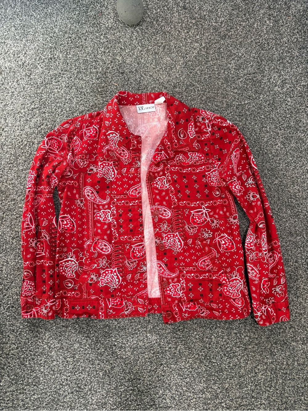 Vintage Red Bandana-Print Button Down Shirt